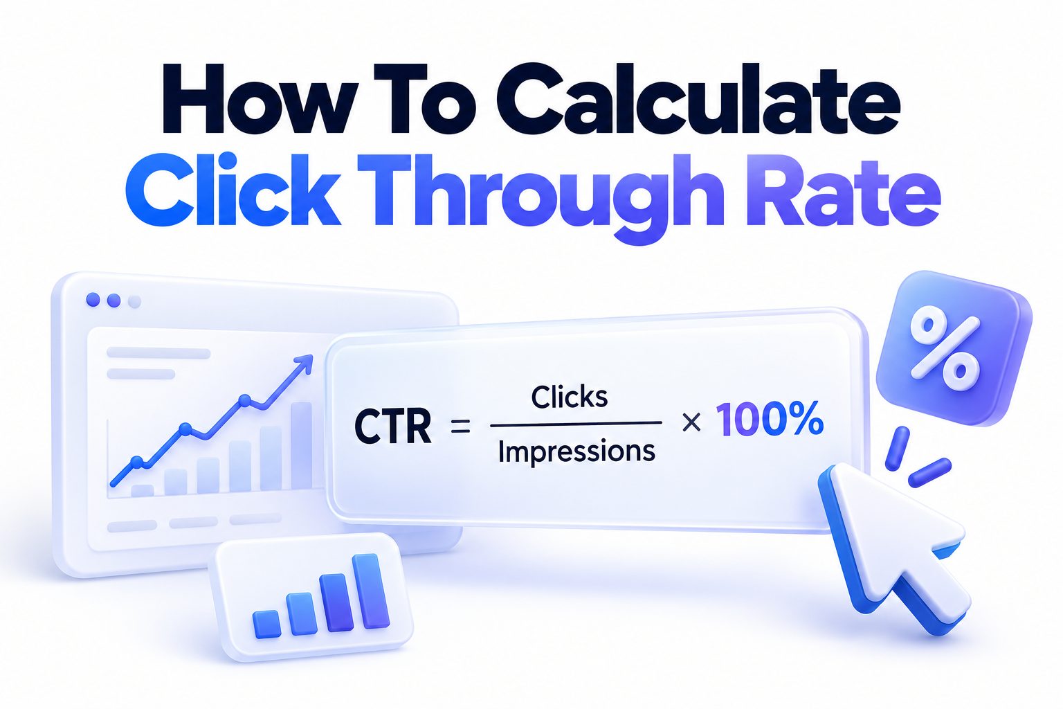 Click-through rate formula showing clicks divided by impressions multiplied by 100
